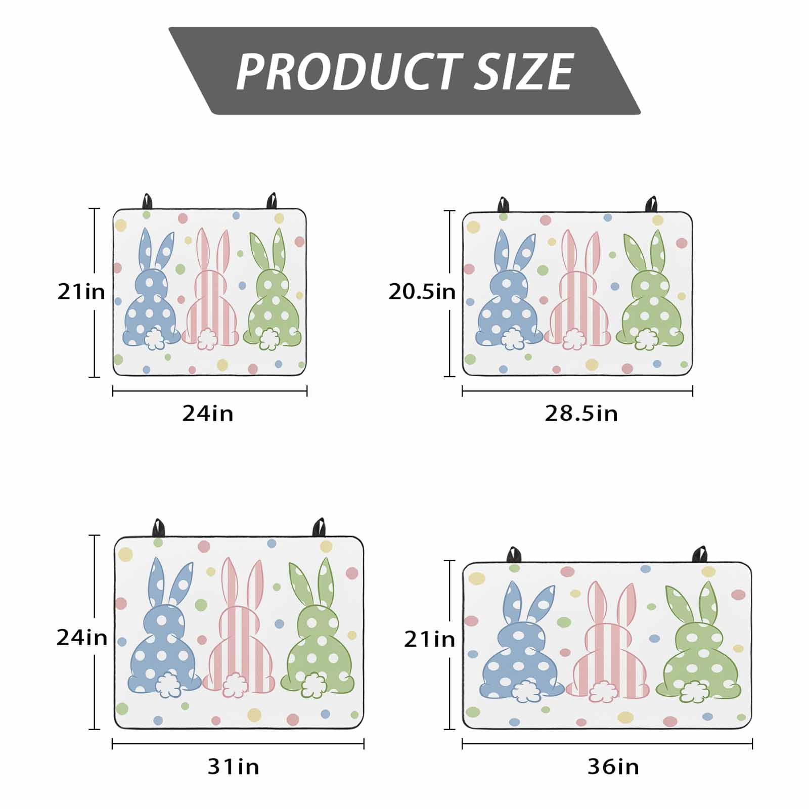 Easter Rabbit Stove Top Cover for Electric Stove, Heat-proof & Non Slip Glass Top Stove Cover Protector, Pink Blue Green Bunny Spring Polka Dots Kitchen Flat Cooktop Rubber Mat 24x21 Inches