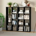 thumbnail image 2 of Anhdah 7 Cube Storage Organizer Bookshelf, Black Wooden Bookcase Storage Shelf, Sturdy 7-Cube Organizer for Living Room, Bedroom, Home Office, Easy Assembly, 2 of 6