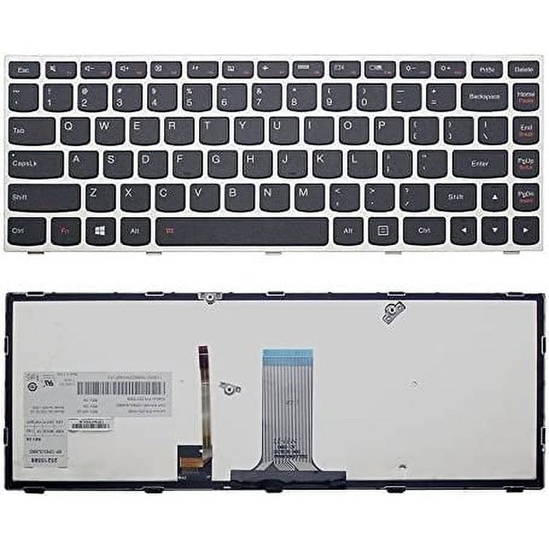 Nuevo teclado retroiluminado para portátil con diseño estadounidense (con marco plateado) de repuesto para Lenovo IdeaPad 300-14IBR, 300-14ISK, 305-14IBD, G40-30, G41-35, G40-45, G40-70 y G40-80.