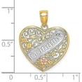 thumbnail image 4 of Gold 14k Two-tone White Rhodium GRANDMA In Filigree Heart w/Flowers Charm - 25.1mm, 4 of 6