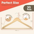 thumbnail image 2 of Natural Wooden Hangers 30 Pack – Heavy-Duty with 360° Swivel Hook, Non-Slip, Pants Bar & Shoulder Grooves - Wooden Hangers for Suits, Jackets, Dresses & Camisoles, Space-Saving and Smooth Finish, 2 of 8