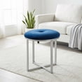 thumbnail image 6 of Cortesi Home Samiya Round Ottoman Footstool, Navy, 6 of 8