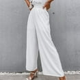 thumbnail image 2 of BUIgtTklOP Pants for Women Clearance,Women Casual Solid Cotton Linen Drawstring Elastic Waist Long Wide Leg Pants, 2 of 6