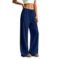 thumbnail image 5 of Wide Leg Sweatpants for Women Winter High Waisted Baggy Sweat Track Pants Drawstring Casual Pants with Pockets L, 5 of 8