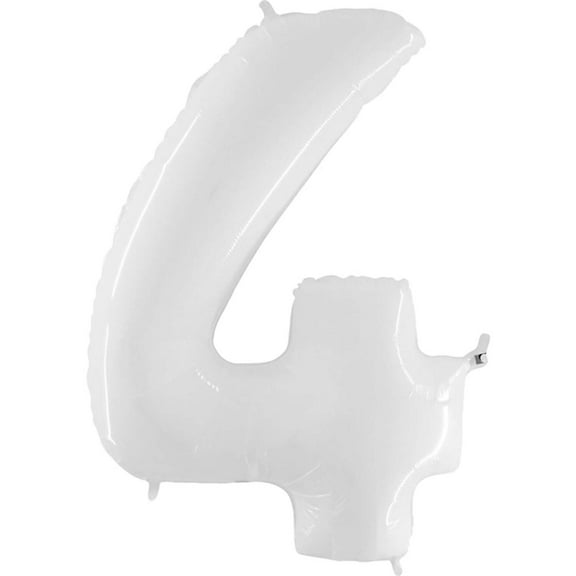 40 inch Number 4 - White Foil Mylar Balloon - Party Supplies Decorations