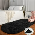 thumbnail image 4 of FUDAKUNA Soft Comfortable Area Rugs Shaggy Oval 39 x 63inch Black Plush Carpet for Bedroom Living Room Nursery, 4 of 7