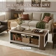thumbnail image 3 of Dayalane 47" Modern Farmhouse Style Coffee Table, 2-Tier Storage Rectangular Center Table with Solid Pine Wood Legs, Thick Wooden Design Rectangular Living Room Table for Living Room Office, Brown, 3 of 11