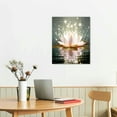 thumbnail image 2 of COMIO Zen Canvas Wall Art White Lotus Flower Bloom in Water Picture Prints Wall Decor Framed Grey Painting for Yoga Spa Meditation Spiritual Room Decor (12x16in), 2 of 4