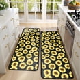 thumbnail image 4 of Kitchen Rugs Sets Of 2,Black Sunflower Pattern Anti Fatigue Kitchen Mat Rugs Non Slip Washable,Decorative Kitchen Floor Mats for Kitchen,Sink,Laundry,17"x47"+17"x47", 4 of 5