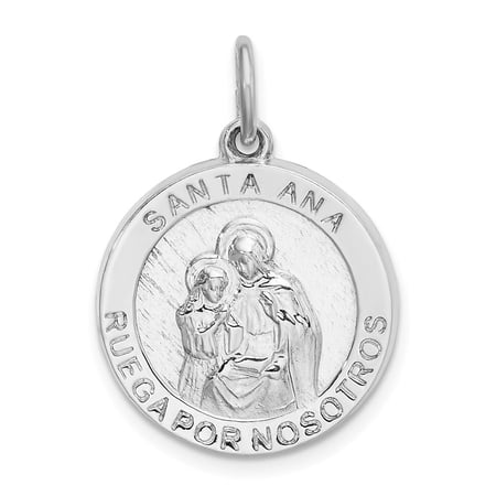 Diamond2Deal 925 Sterling Silver Rhod-Plated Spanish Saint Anne Medal Pendant for Women (L- 1.11 inch, W- 0.75 inch)