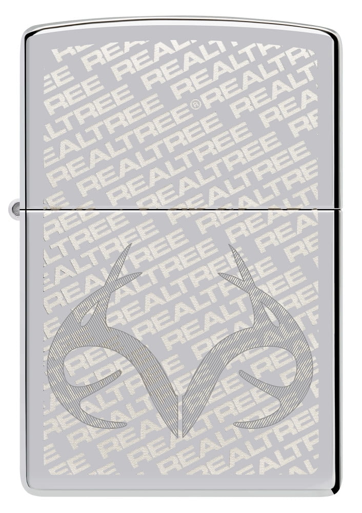 Zippo Lighter: Realtree Logo with Antlers, Engraved - High Polish Chrome 48751
