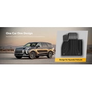3W Floor Mats & Cargo Liner For 2020-2024 Hyundai Palisade 8 Seat (Only for Bench Seat) Custom Fit TPE All Weather Car Floor Liner Black