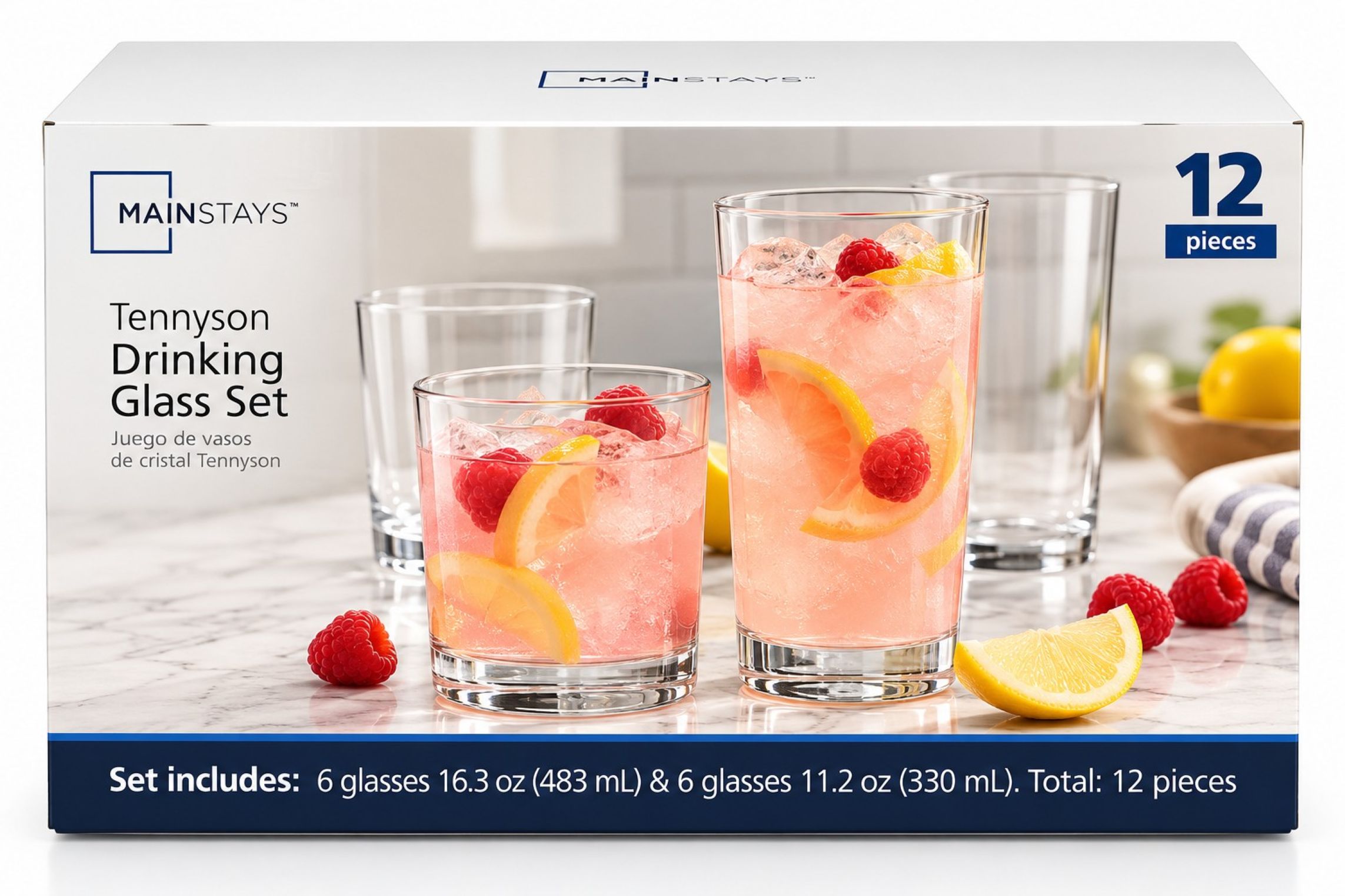 Mainstays Tennyson Glass Drinkware Set, 12 Pieces photo 2