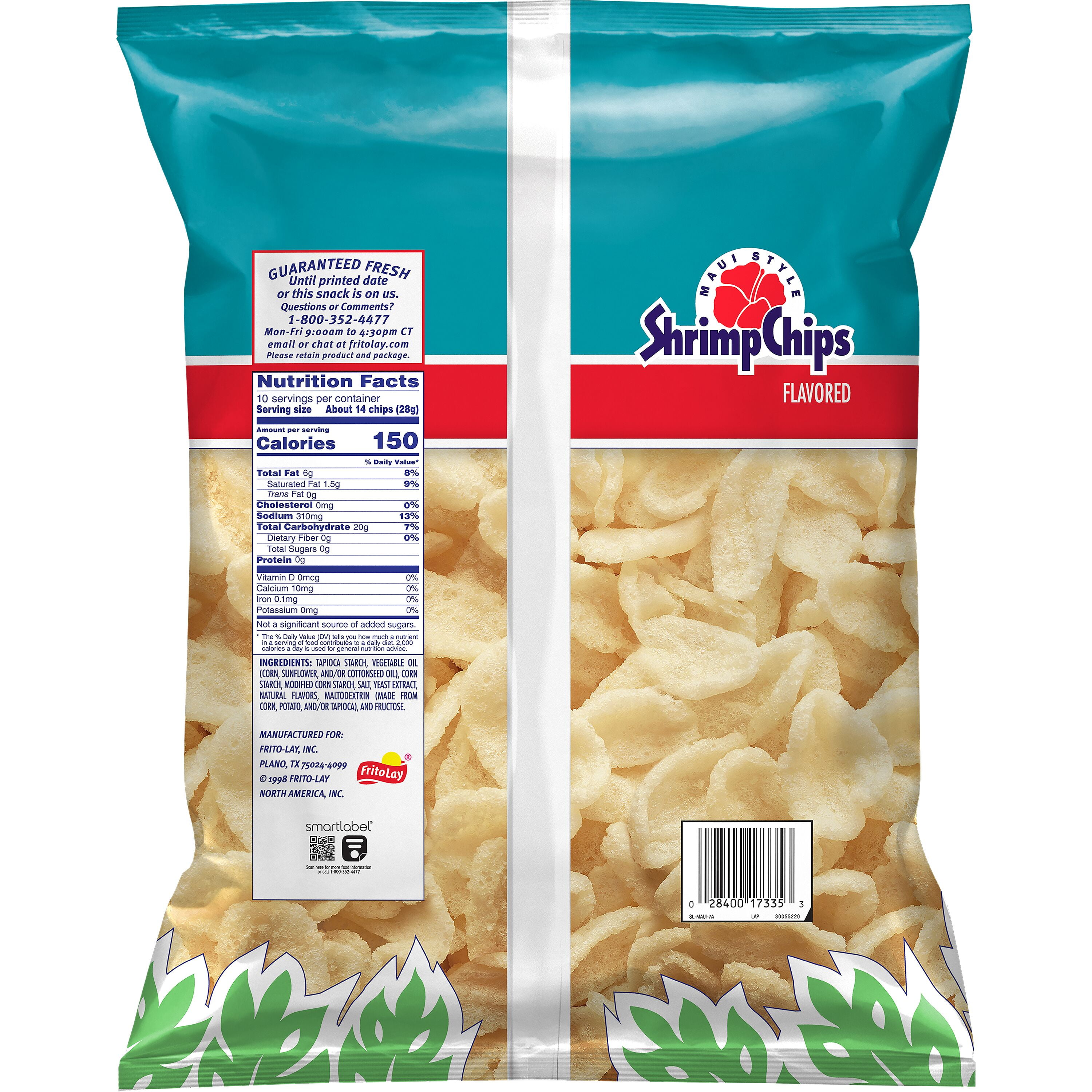 (4 pack) Maui Style Shrimp Flavor Potato Chip Snack Chips, 10 Ounce Bag