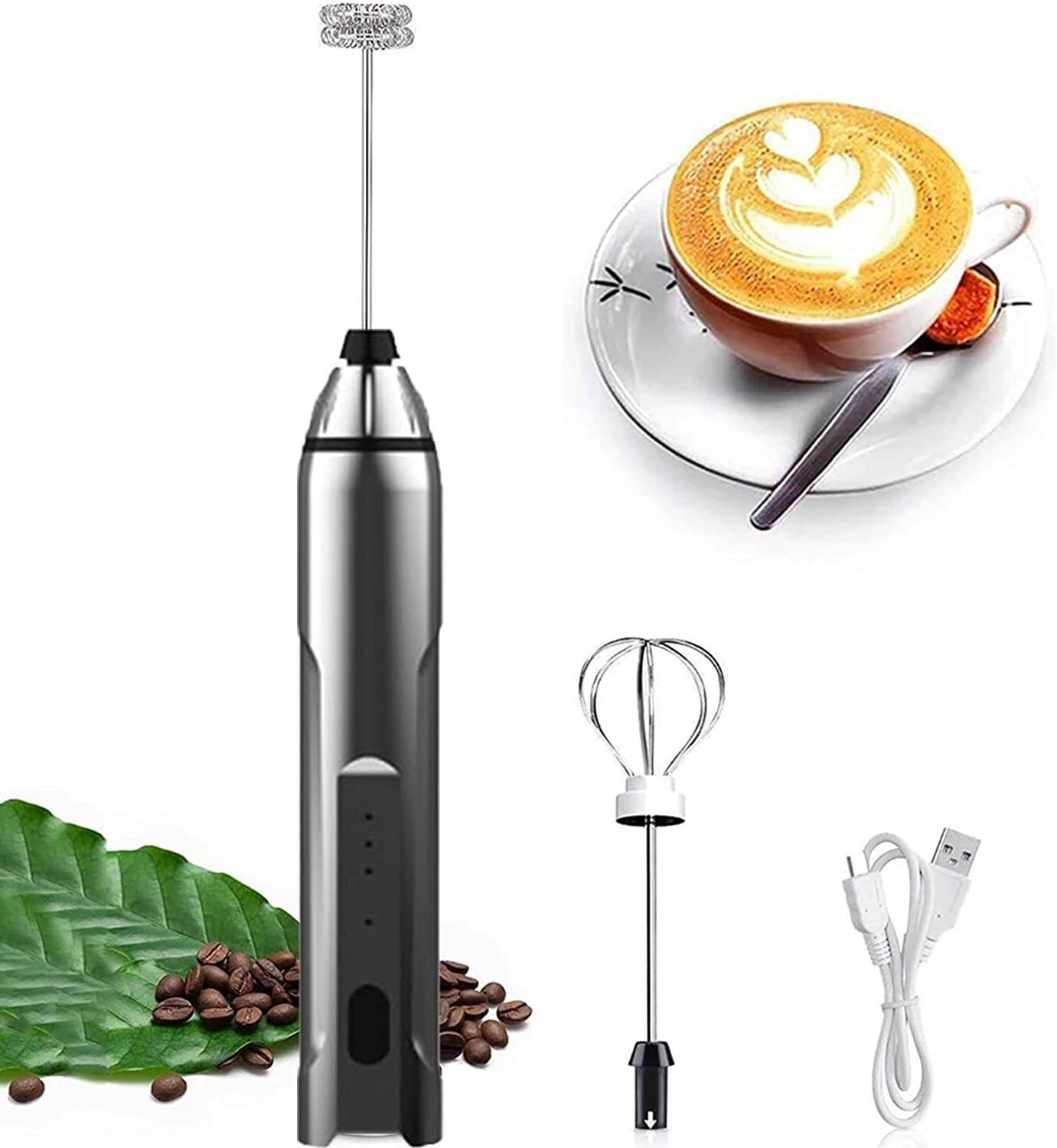 USB Rechargeable Milk Frother,Mini Handheld Blender Mixer,Portable Egg