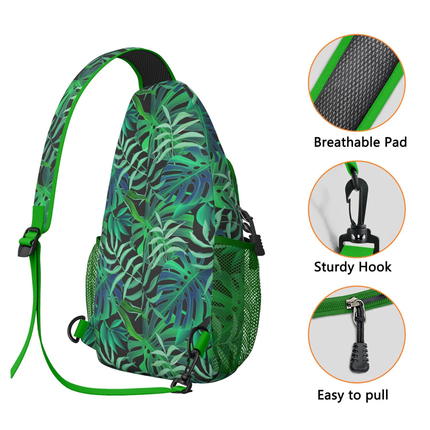 Resort Tropical Crossbody Bag - Anti-Theft Sling Bag with Secure Zippers - Versatile Wear for Commuting, Travel, Urban Style