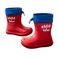 thumbnail image 3 of Hpapadks Kids Rain Boots Winter Warm Solid Non Slip Water Shoes With Adjustable Drawstring Outdoor Play Spring Summer Casual Red 5-5.5 Y, 3 of 4