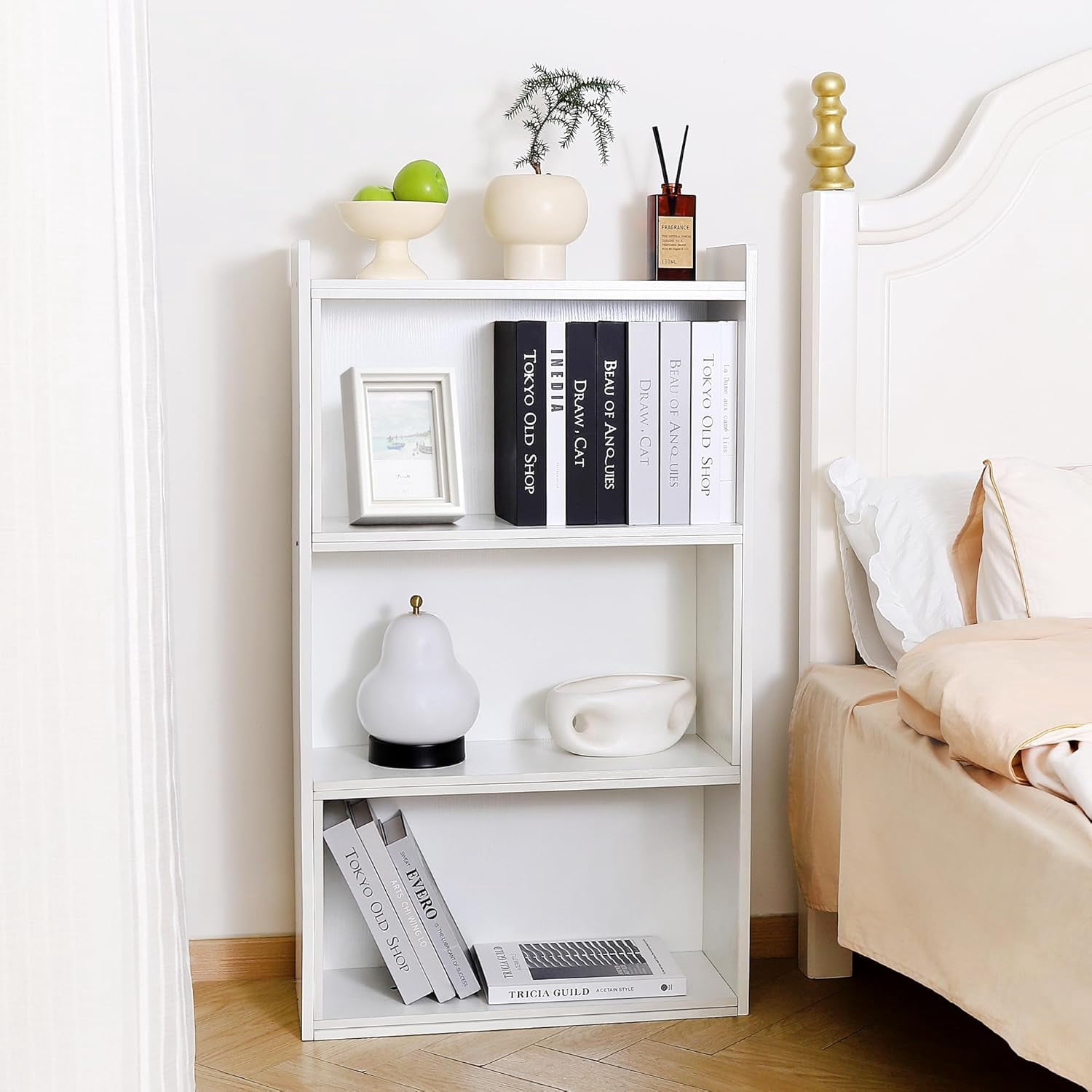 Reliancer 360° Adjustable Open Bookcase, 4-Tier Bookshelf with 6 Storage Cubes
