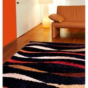 Shag Streamers Area Rug, Black