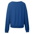 thumbnail image 5 of Rhuody Womens Spring Tops Knitted T Shirt Long Sleeve T Shirt Solid Color Round Neck Blouse Classic Clothes Blue 2Xl, 5 of 6