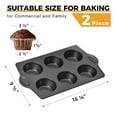 thumbnail image 3 of HONGBAKE 2 Pack Jumbo Muffin Pan Nonstick, 6 Cup Non Toxic Jumbo Cupcake Pan for Baking, 27% Thicker Carbon Steel Large Muffin Tin, 3.5dia, Dishwasher Safe, 3 of 7