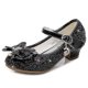 thumbnail image 1 of Zapatos de princesa para niñas, Nudo de mariposa, lentejuelas de tacón alto, antideslizantes, zapatos de fiesta de rendimiento, zapatos de cuero de cristal para niños, 1 of 3