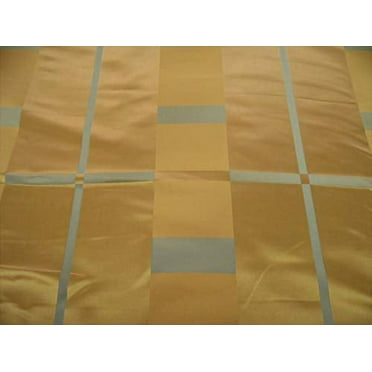 Fabric Robert Allen Beacon Hill Studio Plaid Warm Gold Silk Drapery JJ26