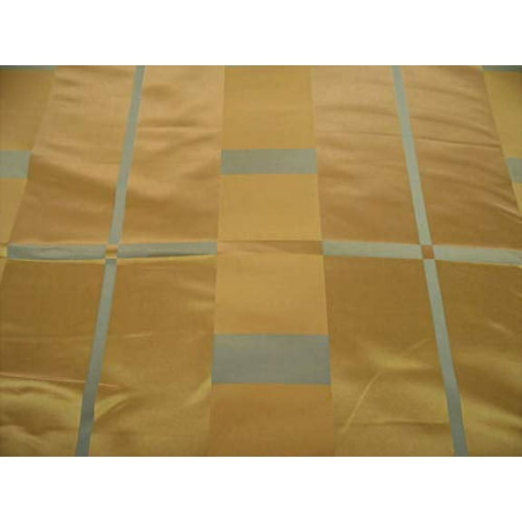 Fabric Robert Allen Beacon Hill Studio Plaid Warm Gold Silk Drapery JJ26