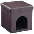 thumbnail image 1 of Hodedah Faux Leather Collapsible Pet Ottoman in Brown, 1 of 5