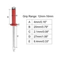 thumbnail image 2 of Unique Bargains 4mm x 20mm Aluminum Open End Flat Round Head Blind Rivets, Red 25 Pack, 2 of 5