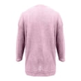 thumbnail image 7 of ManxiVoo Women Loose Round Neck Long Sleeve Top Waffle Texture Slit Hem Comfort Fit Casual Pullover Soft Stretch Blouse L Size Light Violet, 7 of 7