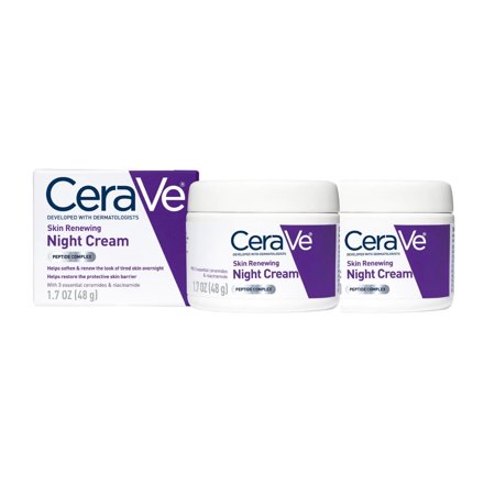 (2-pack) CSR Skin Renewing Night Cream | Niacinamide, Peptide Complex, and Hyaluronic Acid Moisturizer for Face | 1.7 Ounce