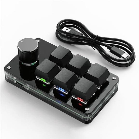 Programming Macro Custom Knob Keyboard 6 Key Copy Paste Mini Button Photoshop Gaming Keypad, RGB 6 Key Wired