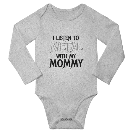 

I Listen to Metal with My Mommy Cute Newborn Infant Baby Long Sleeve Girl Boys Romper (Gray 6M)