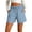 Blue#02, variant on Womens Shorts with Pockets Trendy Elastic Waist Drawstring Denim Shorts Relaxed Mid-Thigh Length Jeans for Women Comfort Stretch Solid Color Summer Shorts M