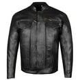 thumbnail image 2 of Men's Commuter Premium Natural Buffalo Leather Motorcycle Jacket Biker Black L, 2 of 7