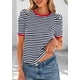 thumbnail image 5 of Camiseta PRETTYGARDEN para mujer, color azul marino, a rayas, color azul marino, 5 of 9