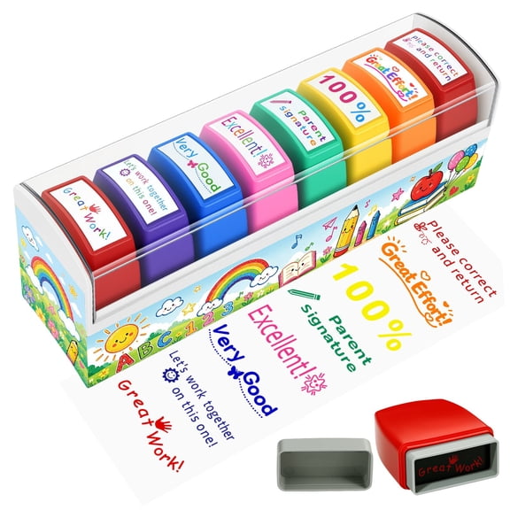 Teacher Stamps for Classroom, Self Inking Grading Parent Signature Stamps Reward Stamps, Classroom Must Haves for Elementary School, Teacher Appreciation Gifts, Special Ed Teacher Supplies 8 Pcs