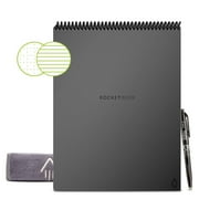 Rocketbook Flip Smart Reusable Notepad - Gray - Letter Size Eco-Friendly Notepad (8.5" x 11") - 32 Dot-Grid and Lined Pages - 1 Pen and Microfiber Cloth Included