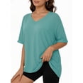 thumbnail image 2 of MOYIKO Oversized T shirts for Women V Neck Short Sleeve Loose Tees Summer Casual Basic Tops, 2 of 7