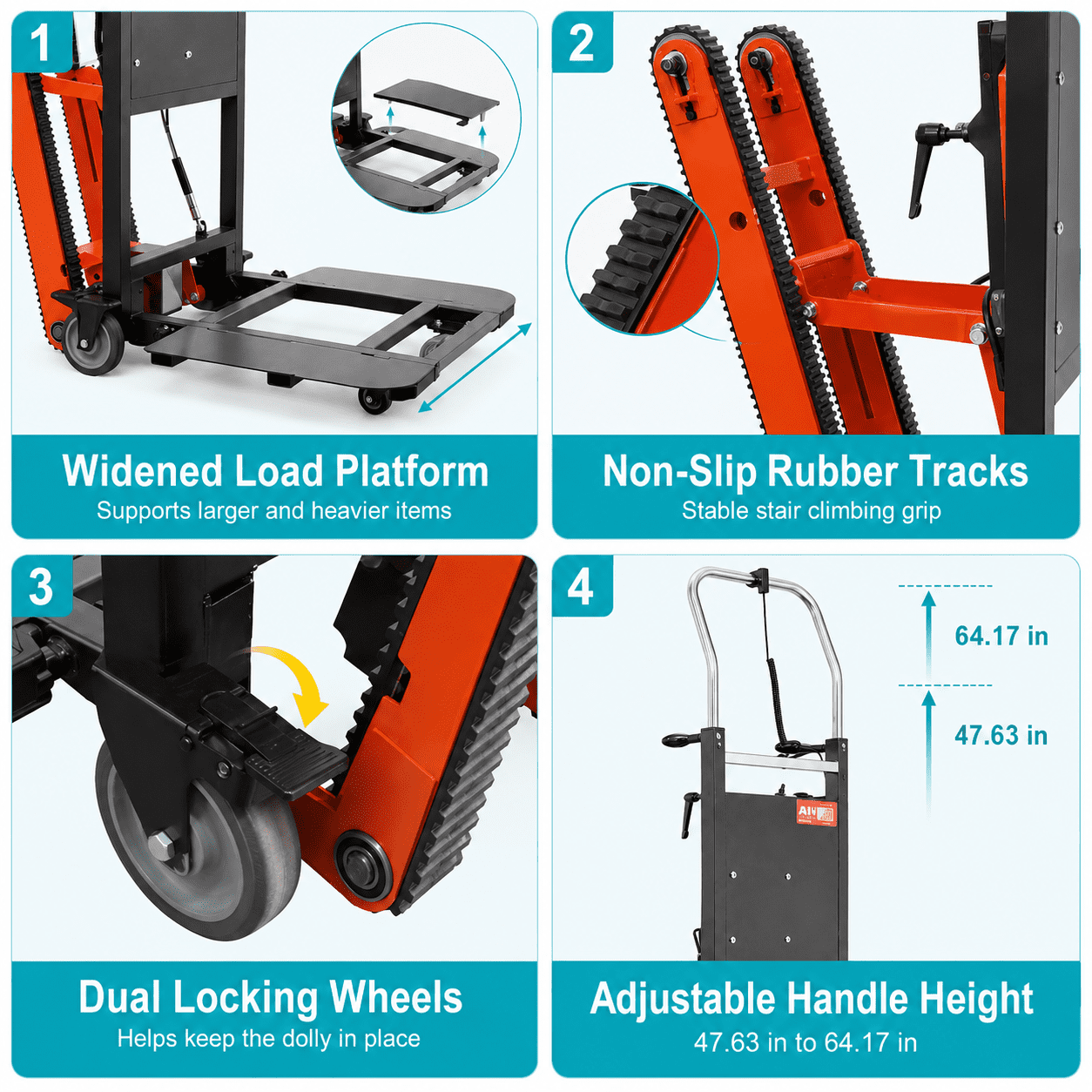 RXFSP Adjustable Ergonomic Foldable Aluminum Hand Truck Dolly Cart 441lb Capacity Electric Climbing