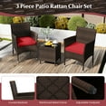thumbnail image 6 of Gymax 3PCS Patio Rattan Chair & Table Furniture Set Outdoor w/ Red Cushion, 6 of 10