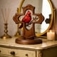 thumbnail image 5 of Adorno de pájaro rojo artesanal | Decoración de Pascua para el hogar con rama de olivo | Diseño intrincado y calado para repisa, cómoda o mesita de noche, 5 of 6