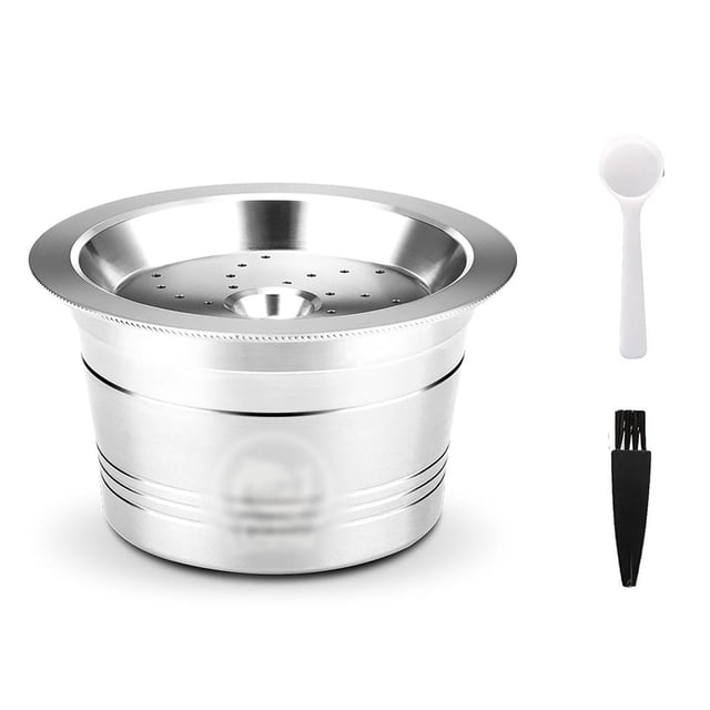 Yuarrent Cápsulas de café reutilizables Taza de café de acero reutilizable para K-Fee con cuchara de plástico Cepillo de limpieza Anillos de Juegos de servir café y té Yuarrent HA017562-00