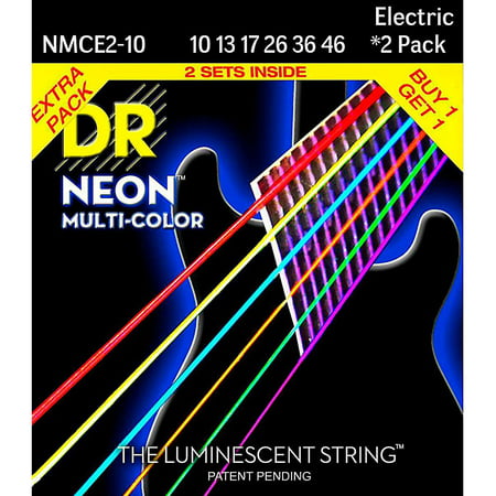 DR Strings Hi-Def NEON Multi-Color Medium Electric Guitar Strings (10-46) 2