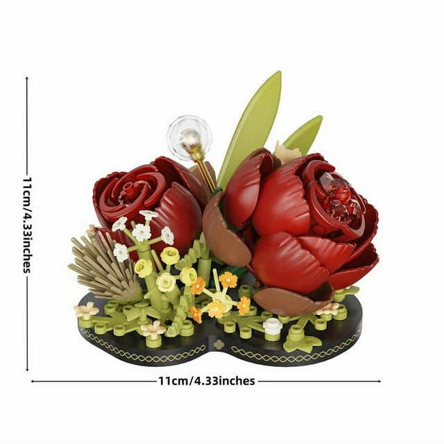 Flower Design Building Blocks, Creative Desktop Ornaments, DIY Building Toy for Boys & Girls, Birthday Gift, Home Decoration, Stem Building Blocks