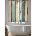 thumbnail image 4 of Farmhouse Teal Brown Sheer Curtains 72 Inch Length 2 Panels Set, Vintage Retro Ombre Wooden Voile Window Treatment Rod Pocket Curtains Sheers Drapes for Bedroom/Living Room/Kitchen 52"x72"x2, 4 of 7