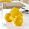 thumbnail image 5 of SONGMICS Juego de 2 Mancuernas, 2 x 2 kg, Mancuernas Hexagonales con Superficie de Vinilo, para Gimnasia en Casa, Amarillo, 5 of 5