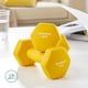 thumbnail image 5 of SONGMICS Juego de 2 Mancuernas, 2 x 2 kg, Mancuernas Hexagonales con Superficie de Vinilo, para Gimnasia en Casa, Amarillo, 5 of 5