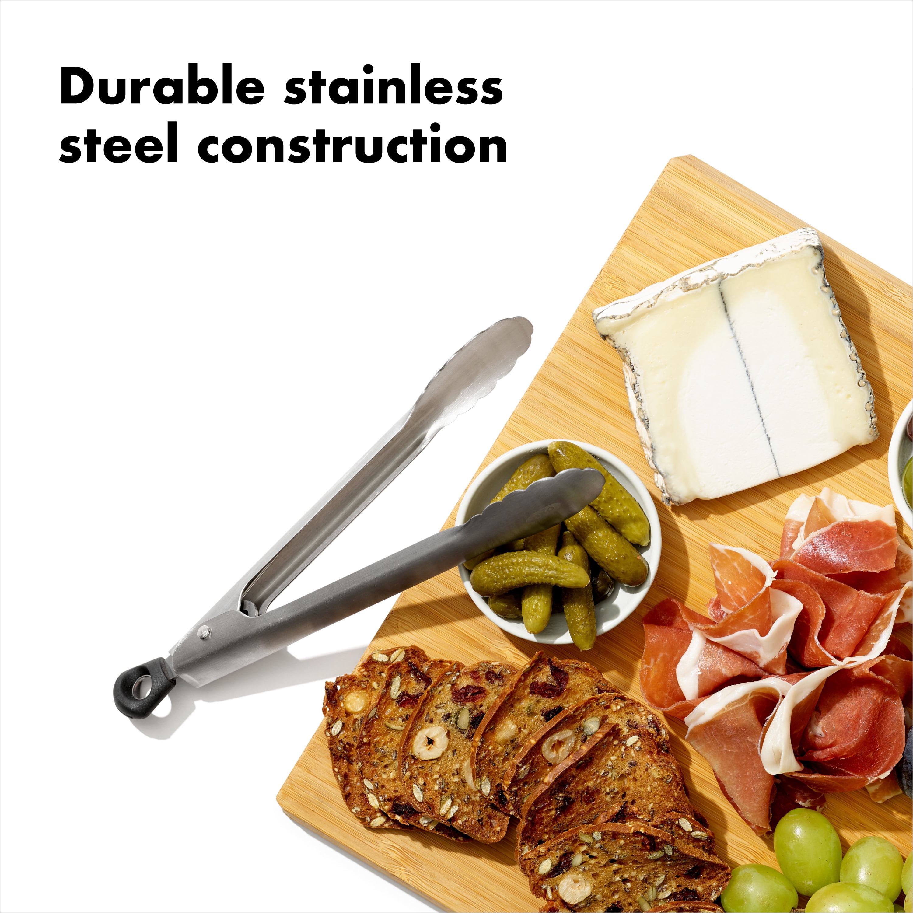 OXO SoftWorks Stainless Steel Mini 7-inch Food Tong with Locking Handle